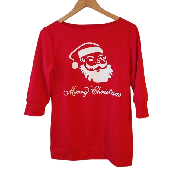 Amazon Tops - Merry Christmas Red and White Santa Shirt Size Medium